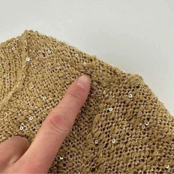 Alfani Gold Sequined Shimmer Scoop Neck Women's Elegant Plus Size Knitted Top - Picture 9 of 10